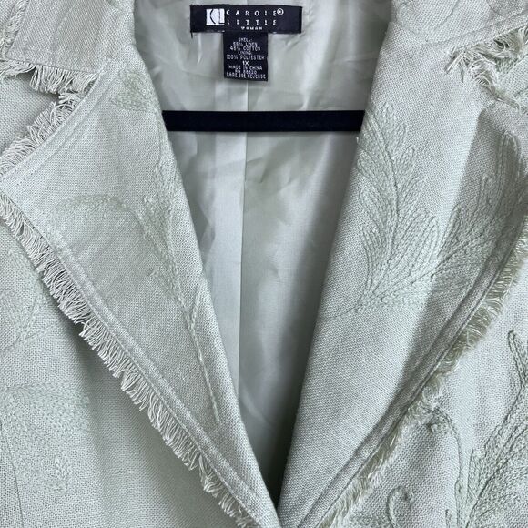 Carole Little Vintage Womens Size 1X Embroidered Jacket with Fringe Detail Sage - Picture 4 of 13